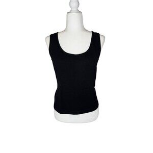Vintage St John‎ Black Sleeveless Underlay Beautiful Santana Knit Top Medium NWT